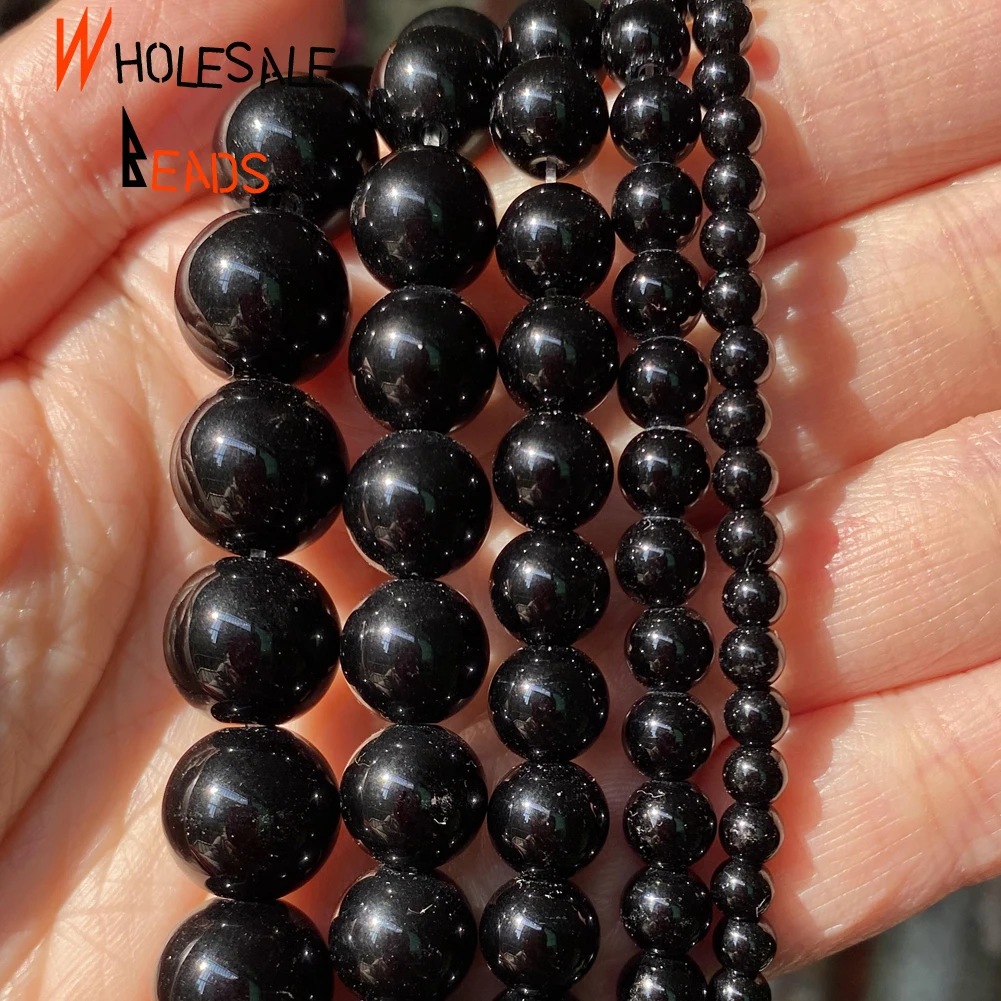 4-12mm Natural Stone Matte Black Agates White Onyx Smooth Loose Beads For  DIY Jewelry Making Charm Bracelet Necklace Accessories