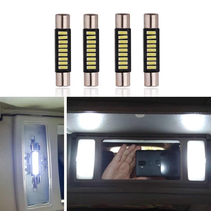 4 шт. белый 4014 светодиодный 29 мм 9SMD светодиодный светильник с зеркальным предохранителем для 6614F лампа для салона автомобиля для Nissan Infiniti Subaru