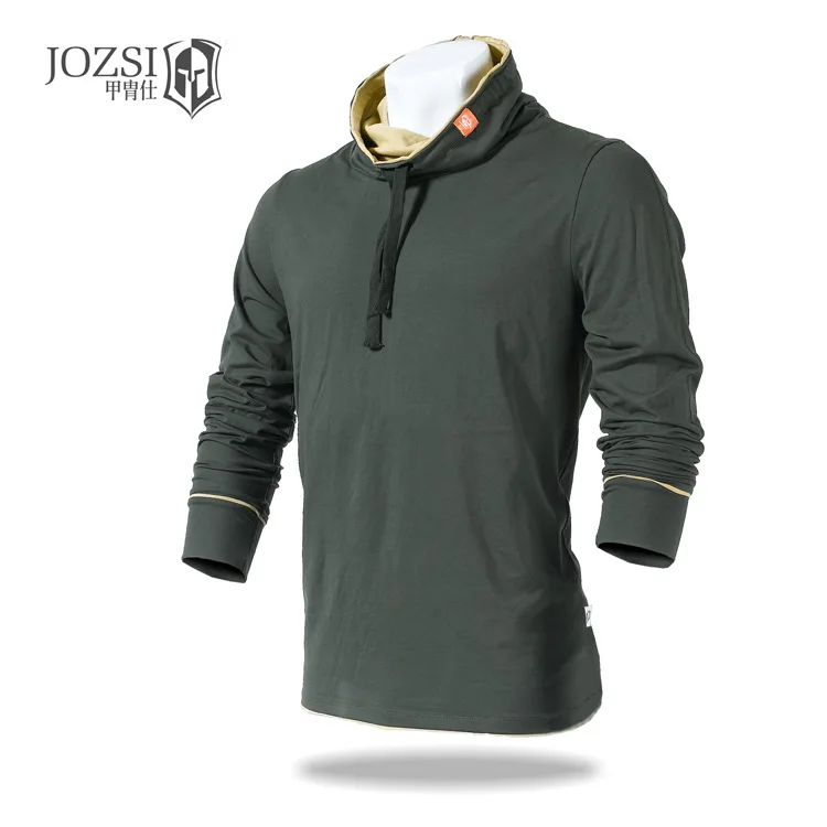 Jozsi футболка для отдыха, модная Осенняя водолазка, Хлопковая мужская рубашка с длинным рукавом, мужская повседневная куртка, новое поступление