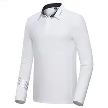 Новая Осенняя однотонная Одежда Для Гольфа Мужская футболка с длинными рукавами и отворотами на пуговицах дышащая мягкая удобная спортивная одежда для гольфа