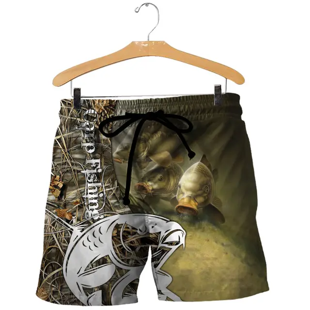 Trout and Carp Fishing All Over 3D Printed Mens Shorts Unisex Streetwear  Summer Beach Loose Shorts Casual Pants Polyester SDM09