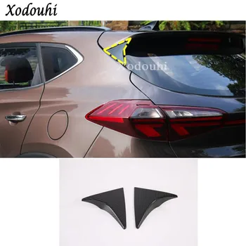 

For Hyundai Tucson 2019 2020 Car Cover Body Chrome ABS Rear Tail Spoiler Side Triangle Molding Window Bezel Trim Sticks 2pcs