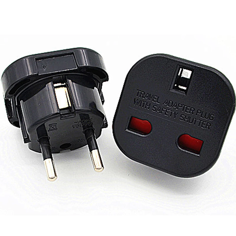 EU Plug Adapter 16A 10A UK to EU Travel Adapter Converter 2 Round Socket Universal Euro To UK AC Wall Socket Plug 4.0mm 1pcs plug adapter ac adapter