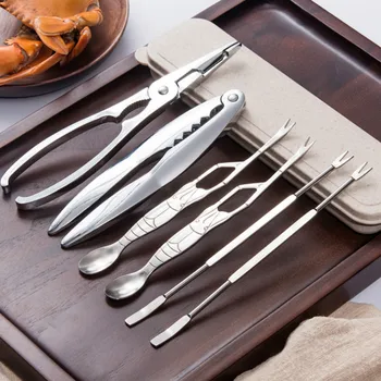 

Seafood Tool Sets Crab Crackers Picks Spoons Set Stainless Steel Crab Peel Shrimp Tool Lobster Clamp Pliers Clip Pick Set