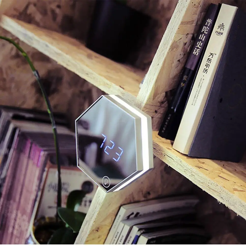 

USB Rechargeable Night Lamp Portable Creative Touch Sensor USB Rechargeable Night Lamp Mirror Alarm Clock Night Light