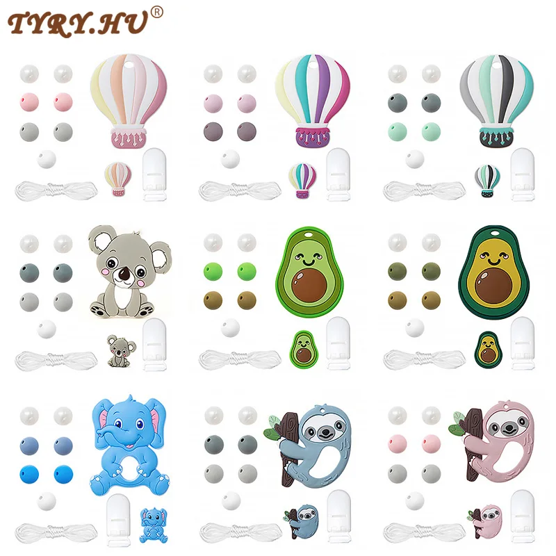 

TYRY.HU Silicone Beads Set Pacifier Chain Baby Silicone Teether Bead BPA Free DIY Accessories Set Pacifier Chain Pacifier Clips