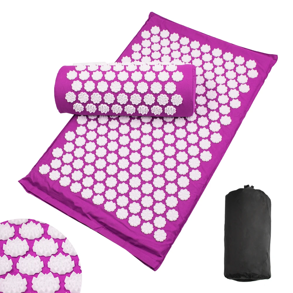 Massager Cushion Lotus Spike Acupuncture Set Relieve Stress Back Body Pain Acupressure Mat Pillow Massage Yoga Neck Relax Pad