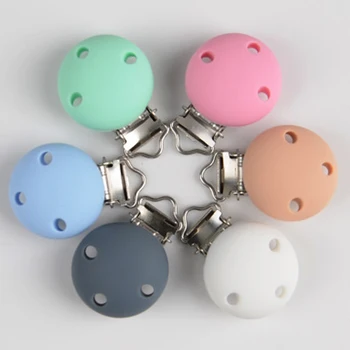

10Pcs Baby Pacifer Clips round Shape Perle Silicone Teether Clip DIY Baby Dummy Chain Nipple Holder rodent Nursing Teething