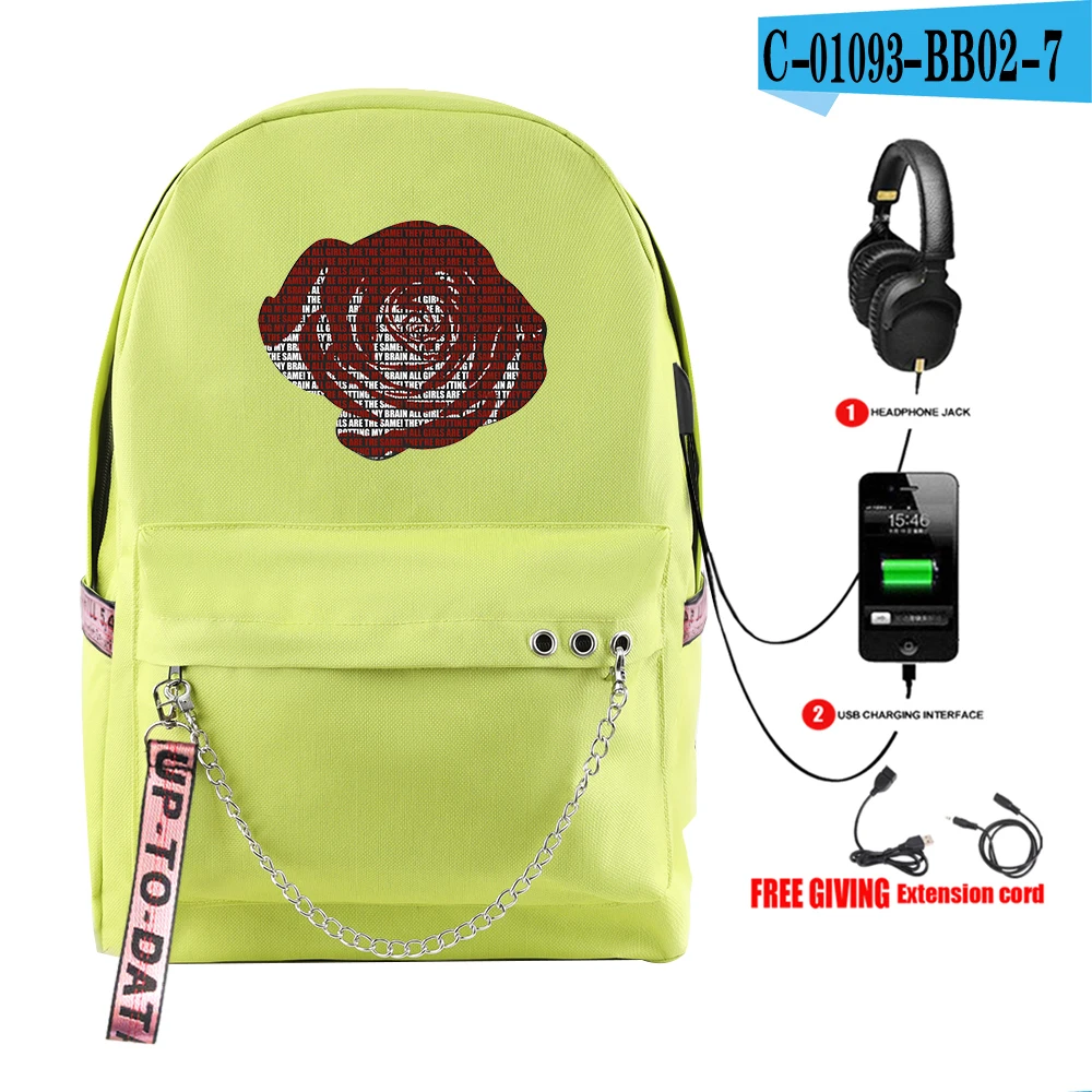 yellow Juice Wrld рюкзак модный звездное небо принт хоп рюкзак для ноутбука USB многофункциональный рюкзак для путешествий софтбэк рюкзаки - Цвет: yellow