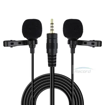 

Dual Lavalier Lapel Microphone with Mono/Stereo Sound, Volume adjustment, Real-time monitoring, Portable Clip-on mic for Video R