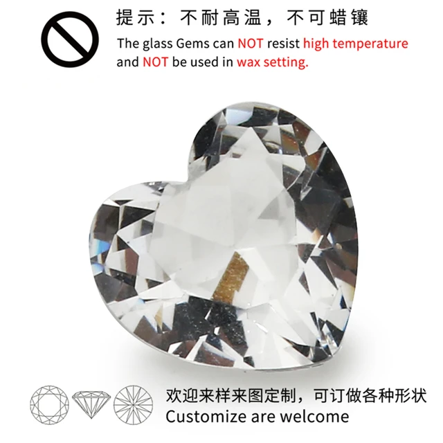 Размер 3x3 ~ 12x12 мм стеклянный камень в форме сердца белый