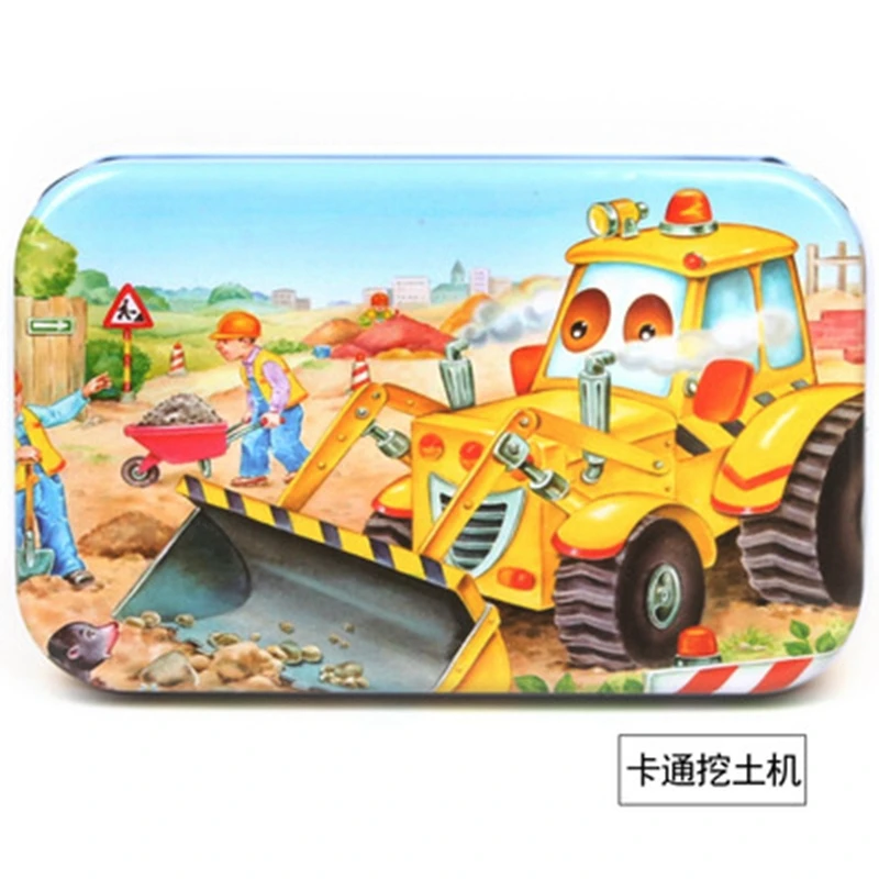 ZMP101-10 60 шт./компл. деревянные головоломки игрушки для детей творческие железный ящик пакет с мультяшными рисунками животных «динозавр», Пазлы обучающие игрушки для детей - Цвет: ZMP101-10
