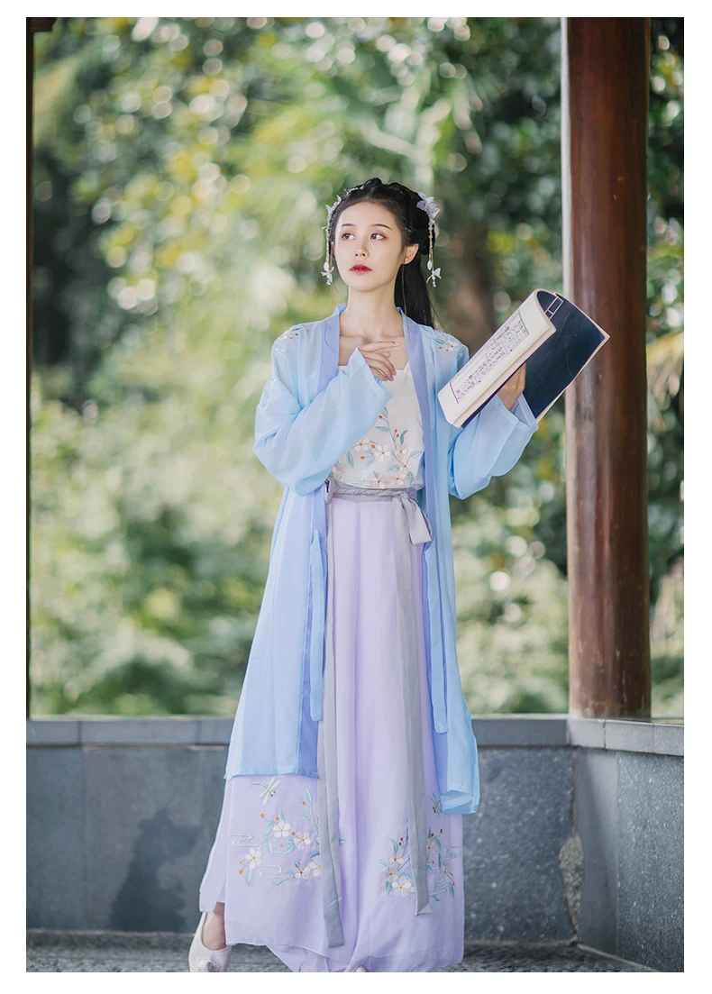 Hanfu, Женский дворцовый Древний китайский костюм, вышивка, фея, девушка, Цин, Тан, костюм, народная танцевальная одежда, слинг+ штаны+ куртка, DL4974