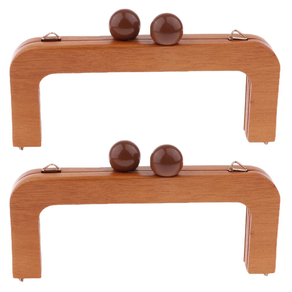 

2Pcs Solid Wooden Purse Frame Kiss Clasp Lock Accessory Handbag DIY Crafts