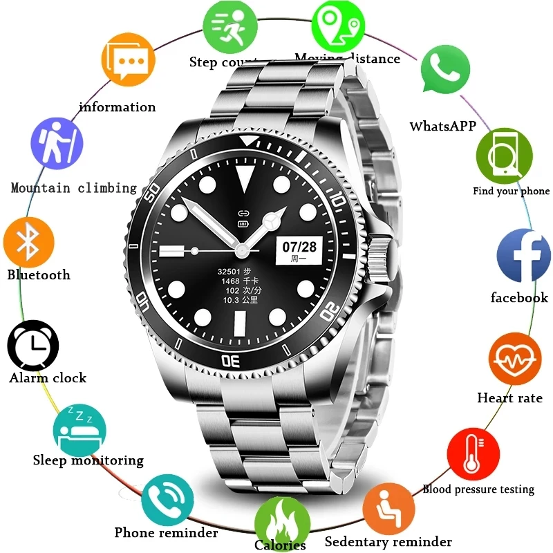 Hot Products! LIGE Bluetooth call Smart Watch Men Supports TFT Card Music Player For Android ios New Luxury Steel Belt Sports smartwatch Women