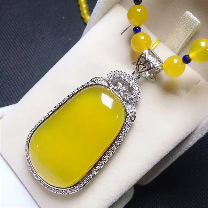 LETSFUN Fine Jewelry 925 Серебряный инкрустированный натуральный халцедон благородный кулон ожерелье свитер цепь Подарки
