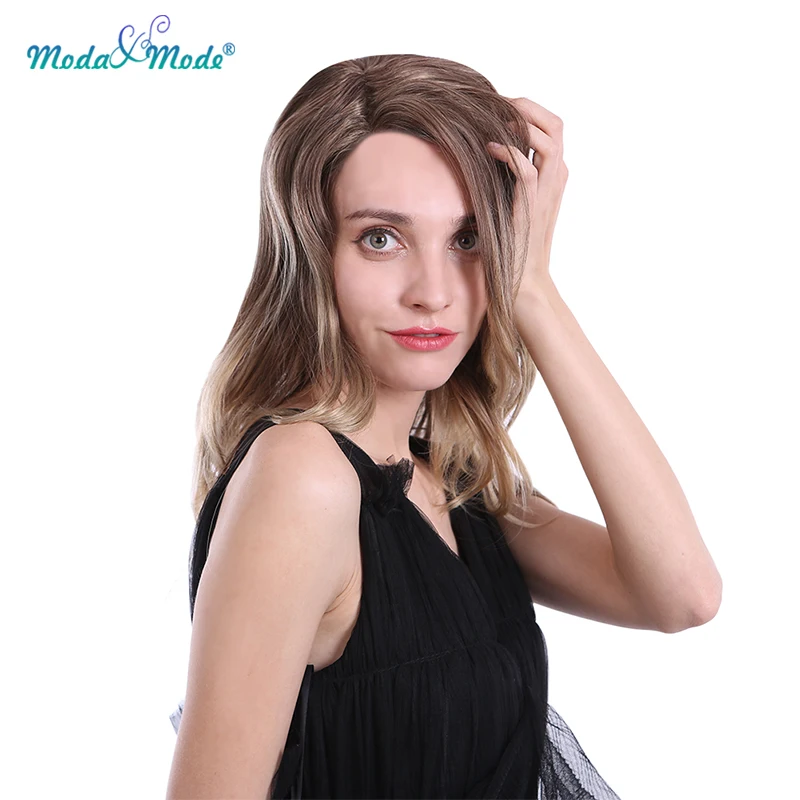 Moda & Mode синтетический кружевной передний парик 22 "блонд прямой L часть