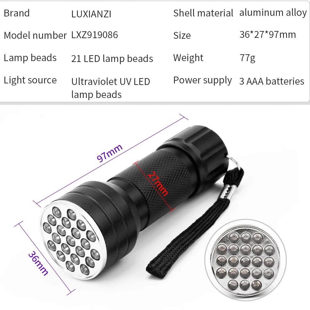 51 led, uv, luz fluorescente com função