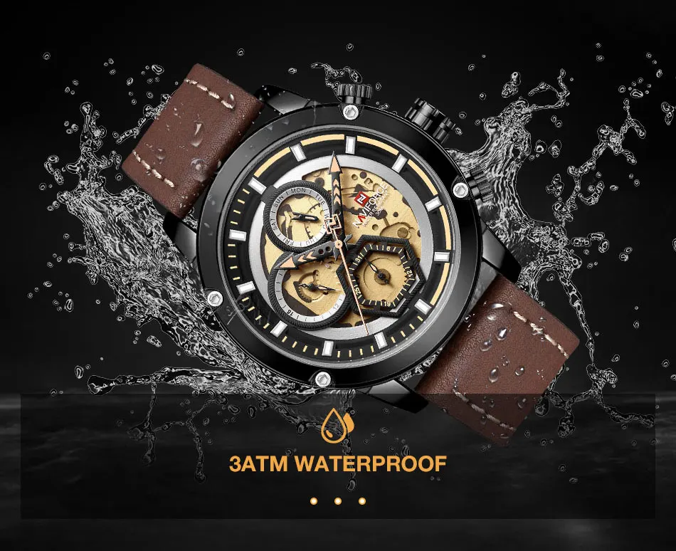 Мужские часы naviforce модные повседневные кварцевые мужские наручные часы кожаный Календарь Водонепроницаемые мужские s часы мужские часы Relogio Masculino