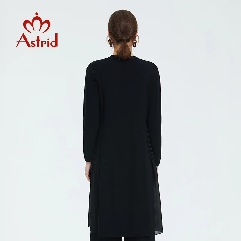 Astrid Осень новое поступление вязаный кардиган женский топ черный цвет высокое качество длинный и модный стиль кардиган осень 5899