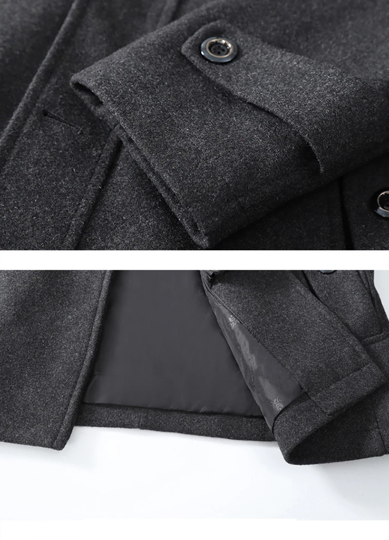Fashion Wool Coat Men Thick Jaket Men Solid Winter Coat High Quality Adjustable Vest Single Breasted Casual Overcoat Winter
