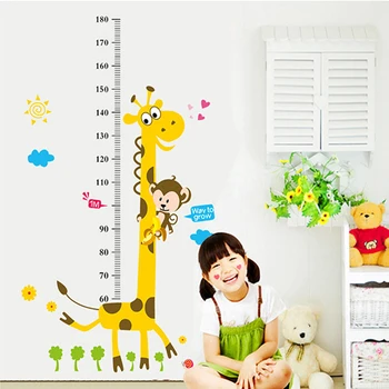 

Cartoon Giraffe Monkey Height Measure Wall Stickers For Kids Home Decoration Wall Decals Kids Bedroom Growth Chart Wall Stickers