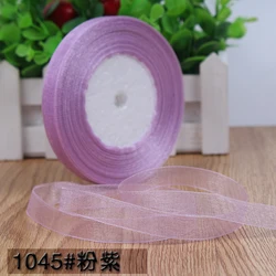 Elegant 45m Organza Satin Ribbon Roll for DIY Crafting and Gift Decoration (Pink purple)
