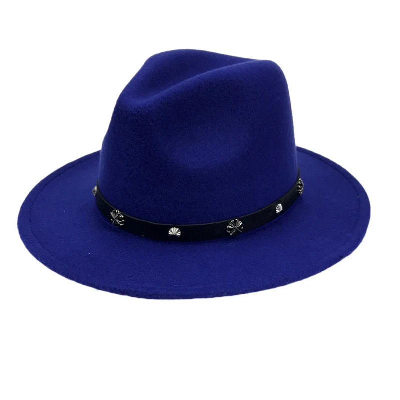 BL Осень-зима, имитация шерсти, для женщин, мужчин, дам, Fedoras, топ, джаз, шляпа, европейская, американская, круглая, шапки котелок - Цвет: BL