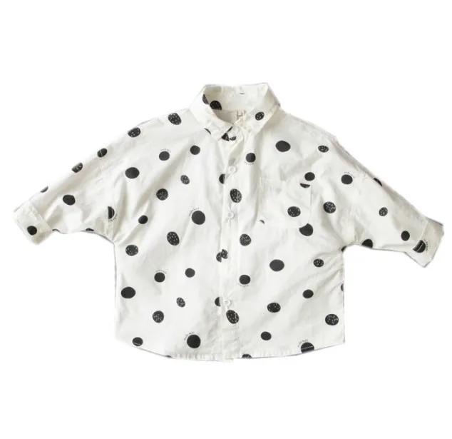 only shirt 90-135cm height new autumn loose polka dot boys shirts fashion style boys spring autumn shirt - Цвет: only shirt