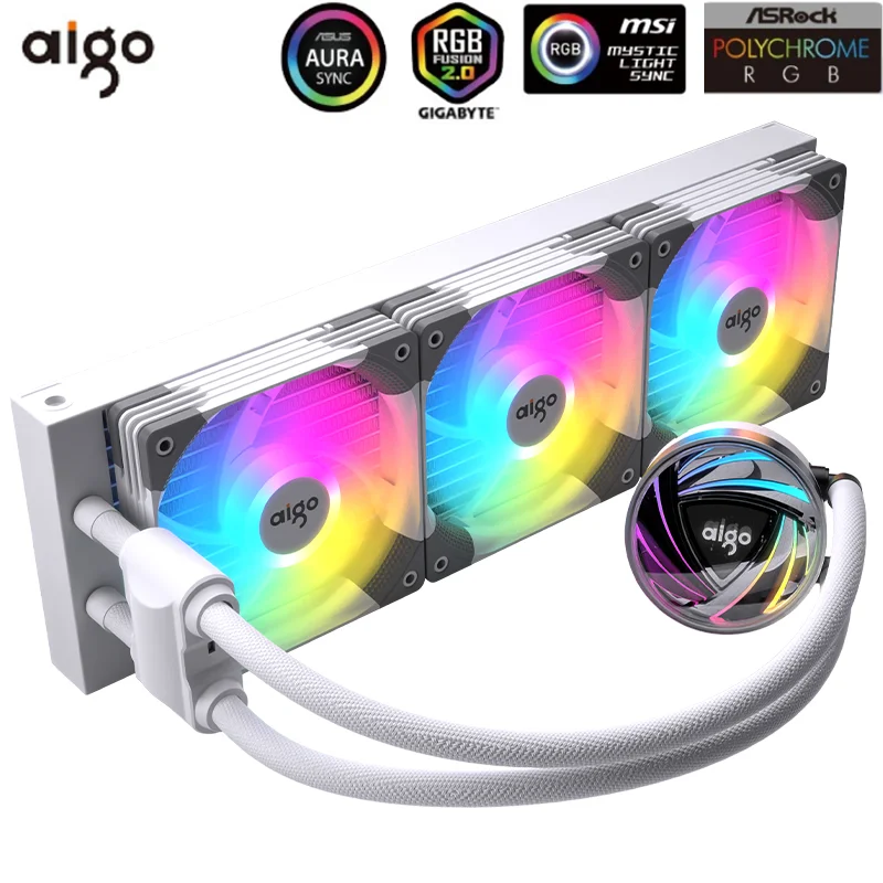 Aigo galaxy 240/360 argb cpu água cooler mestre rgb ventilador 120mm
