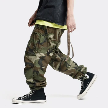 

Camouflage Suspenders Cargo Pants Men's Military Multi-Pocket Jogger Pant Streetwear Baggy Trousers Men