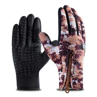 Brown Camouflage Перчатки для рыбалки полный палец неопрен PU дышащая кожа фитнес зимняя рыбалка - Цвет: Brown Camouflage