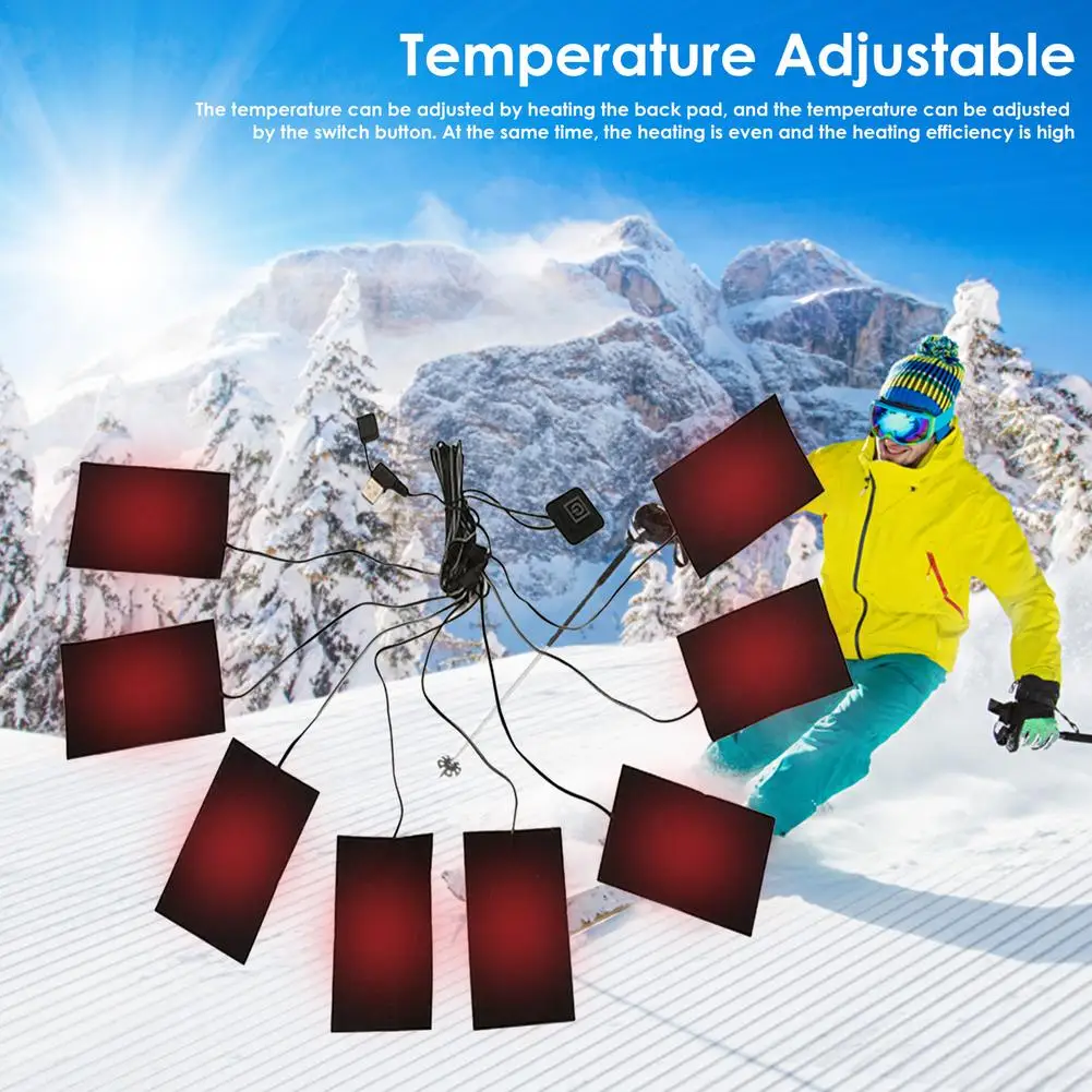 8-In-1 USB Clothes Heater Pad Fast-Heating Carbon Fiber Heating Pad Safe Winter Heating Warmer Pad For Cloth Vest Jacket