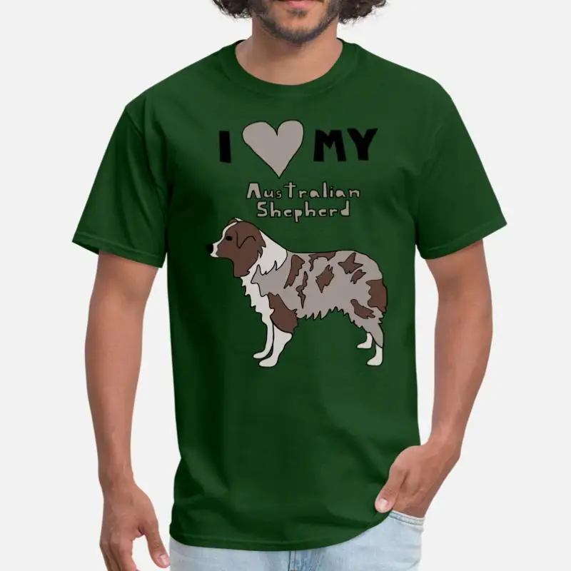Дизайнерская футболка с надписью I Heart My Австралийская овчарка, Мужская футболка с круглым воротником и надписью, Мужская футболка размера плюс S-5xl, Мужская футболка
