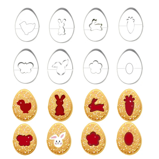 Easter Cookie Cutter Set Egg Rabbit Form for Hollow Jam Cookies