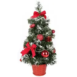 Tabletop LED Light Potted Artificial Christmas Tree Ornament Desktop Christmas Tree Hanging Decoration Pine Tree