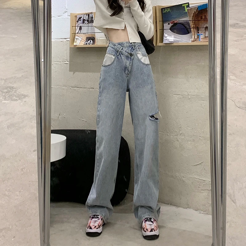 Allneon Y2k Fashion High Waist Ripped 