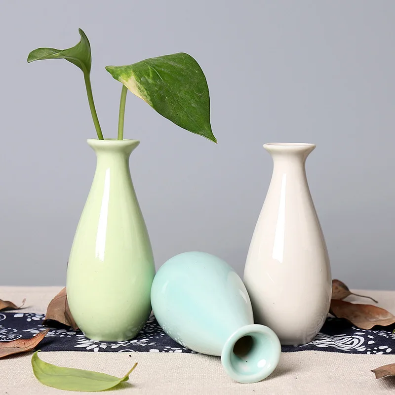 Ceramic Vase Candy Color Mini Desktop Hydroponic Flower Arrangement Bottle Cute Pot Simple Home Decorations | Дом и сад