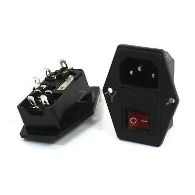 

2Pcs Red Indicator 4 Pin DPST Rocker Switch Fuse Holder IEC320 C14 Power Socket