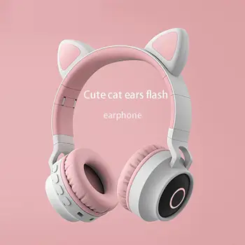 

Girl gift LED cat ear headset Bluetooth 5.0 wireless + wired, noise reduction, with microphone, adult child girl headset