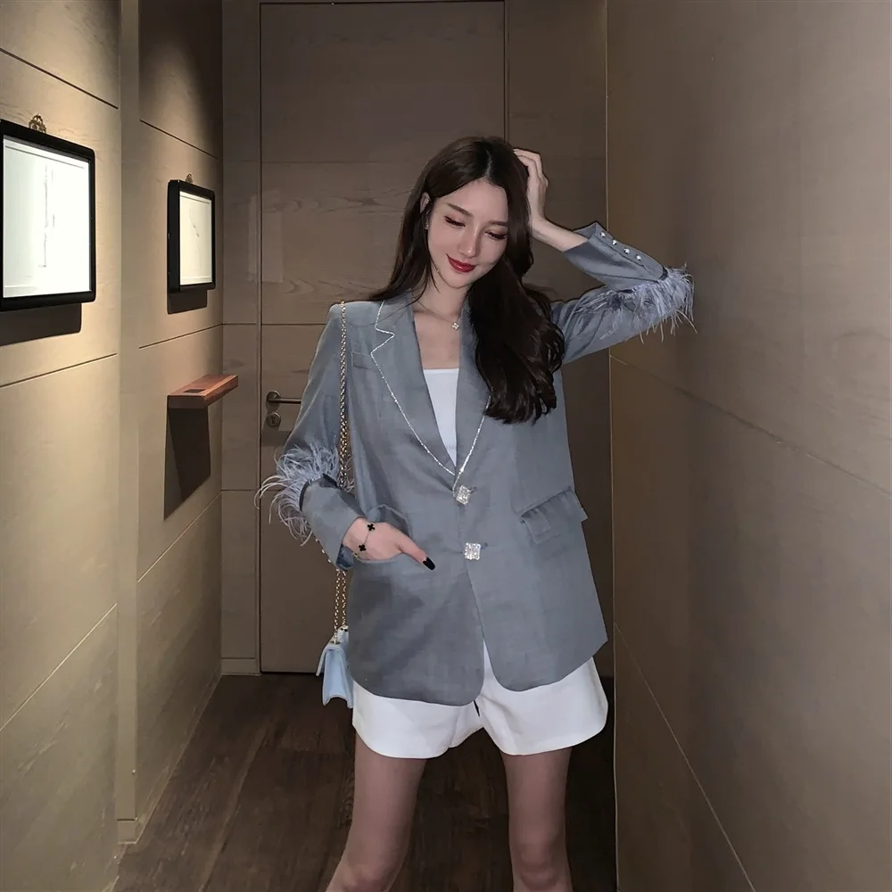 

Elegant WOMEN'S Dress Fashion Casual Tassels Slim Fit Slimming Suit Jacket Retro Fold-down Collar Blazer