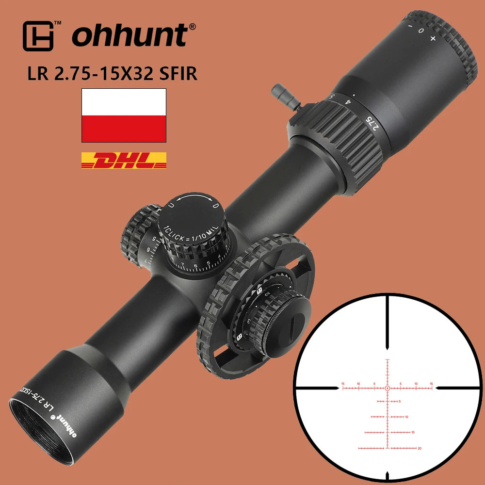 Ohhunt LR 2 75 15X32 SFIR охотничий прицел стеклянная гравированная сетка Красная
