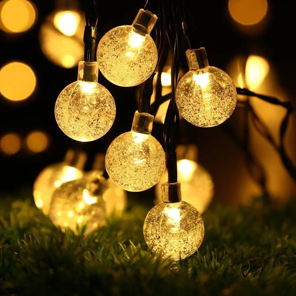 

Sale New 50 LEDS 6M 7M Crystal ball Solar Lamp Power LED String Fairy Light Solar Garland Garden Christmas Decor For Outdoor D30