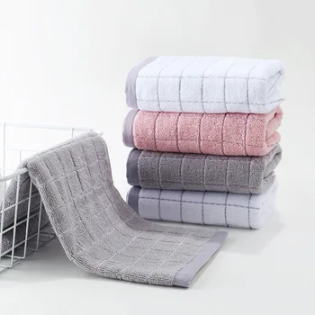 

Cotton Towel Plaid Couple Wipe Face Household Soft Absorbent Adult Wash Towels Small Square Towel