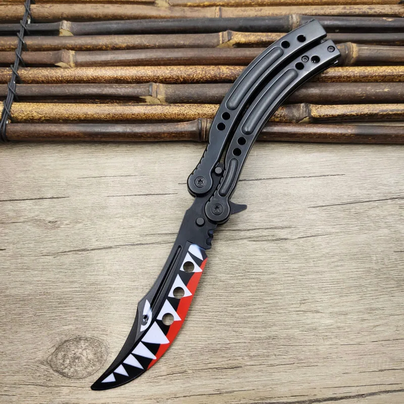 Складной нож с бабочкой Karambit csgo, нож для кожи, тренировочный нож с бабочкой, тренировочный игровой нож, тупое лезвие, инструмент без края