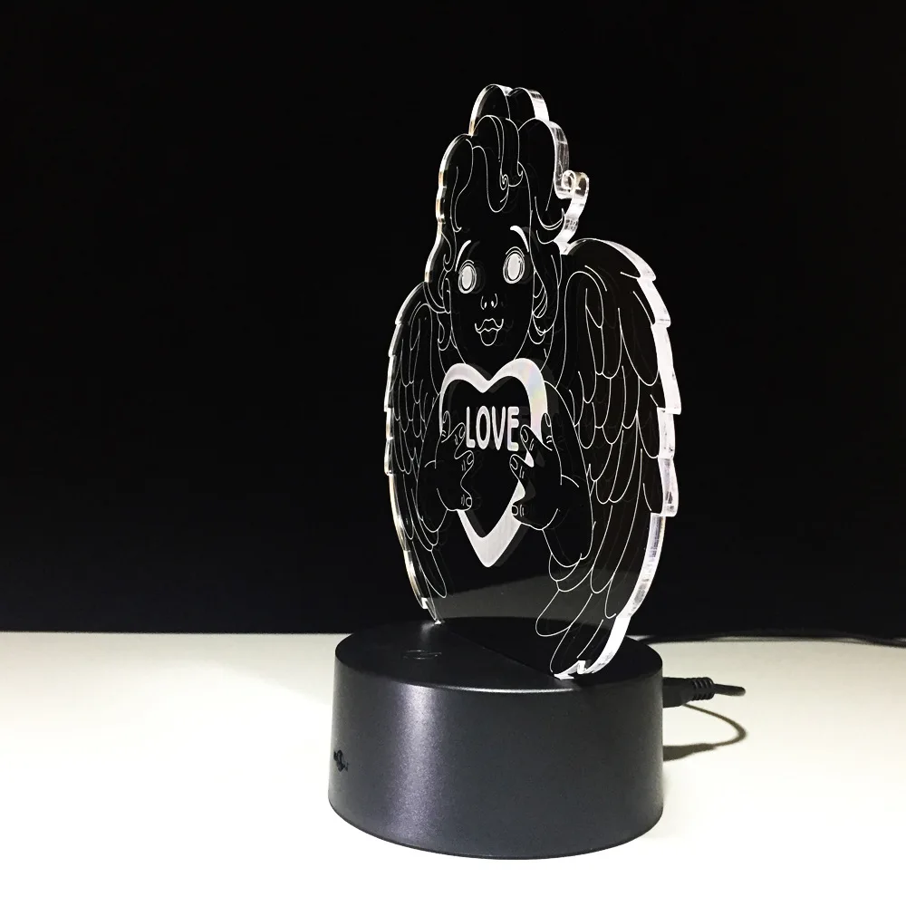Любовь ангел 3d Led Usb Led ночник Lampara Led Escritorio прикроватная настольная лампа ночник дети Лава 3d светодиодный фонарик