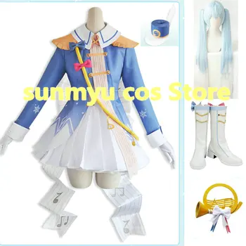 

Free Shipping! 2020 Vocaloid Hatsune Miku Snow Miku Princess Dress Cosplay Costume Performance Halloween Wholesale