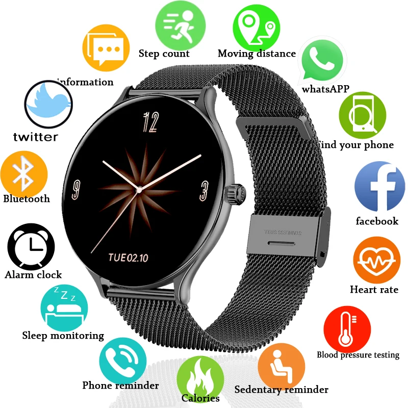 US $25.49 2020 fashion Full circle touch screen Color Screen Smart Watch Women men Sport Heart Rate Blood Pressure Waterproof Smartwatch