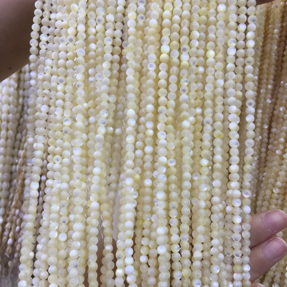 Coquille naturelle perlée blanche ronde, perles artisanales pour la fabrication de bijoux, accessoires pour colliers et bracelets, vente en gros