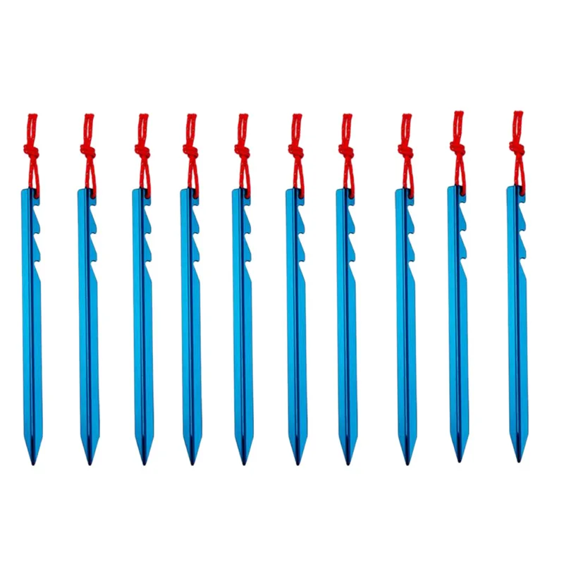 

10Pcs Aluminum Alloy Tent Pegs Nails With Rope Lightweight Outdoor Camping Hiking Tent Stakes 4 Colors Blue